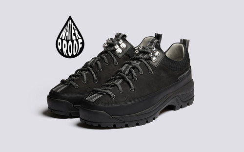 Sneaker 70 Black Shoes for Men on Vibram Sole Grenson