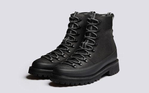 Brady Tech | Mens Hiker Boots in Black on Vibram Sole | Grenson - Main View