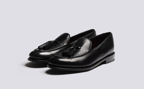 Merlin | Loafers for Men in Black Dipped Leather | Grenson - Main View