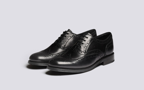 Rose | Brogues for Women in Black Dipped Leather | Grenson - Main View