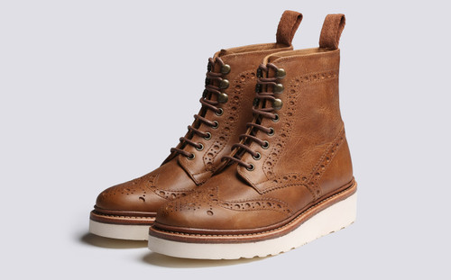 Fran | Womens Brogue Boots in Natural Heritage Leather | Grenson - Main View