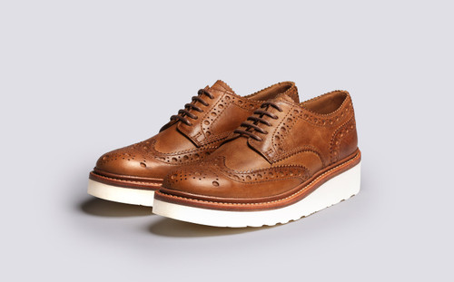 Ava | Womens Brogues in Natural Leather Wedge Sole  | Grenson - Main View