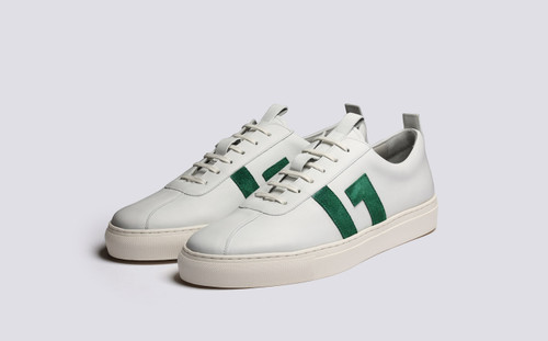 Sneaker 67 | Mens Sneakers in White and Green | Grenson - Main View