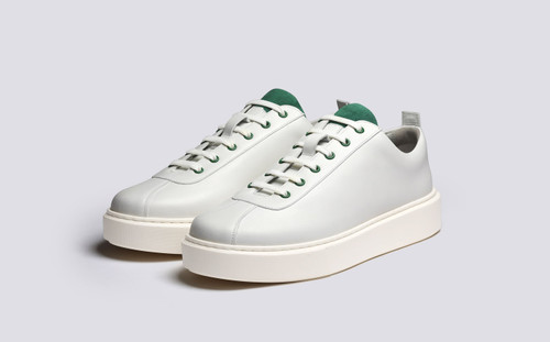 Sneaker 30 | Mens Sneakers in White and Green | Grenson - Main View