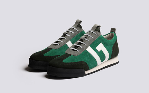 Sneaker 51 | Mens Trainers in Green Multi Suede | Grenson - Main View