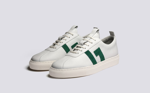 Sneaker 67 | Womens Sneakers in White and Green | Grenson - Main View
