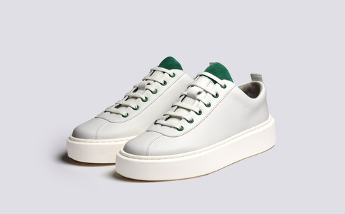 Sneaker 30 | Womens Sneakers in White and Green | Grenson - Main View