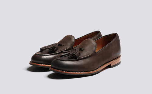 Merlin | Mens Loafers in Brown Burnished Nubuck | Grenson - Main View