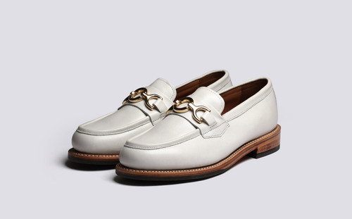 Nina | Womens Loafers in White Tumbled Leather | Grenson - Main View