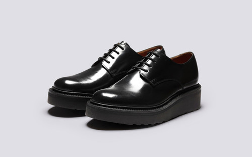 Evie | Womens Black Shoes with Wedge Sole | Grenson - Main View