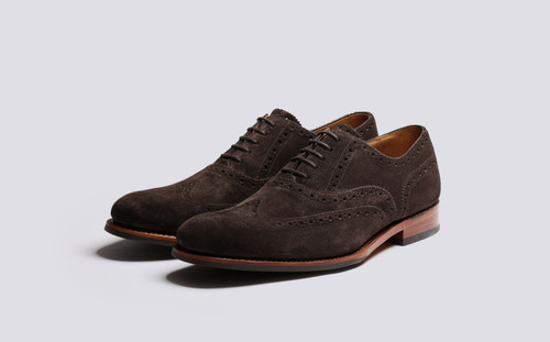 Dylan | Mens Brogues in Brown Suede | Grenson - Main View