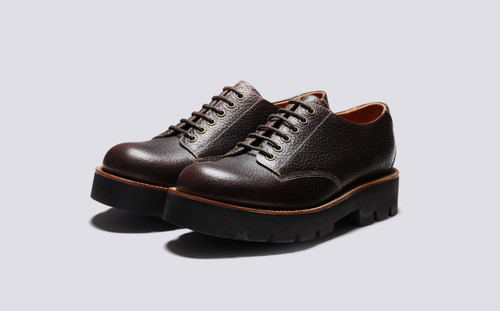 Callan | Mens Derby Shoes in Brown Grain Leather | Grenson - Main View