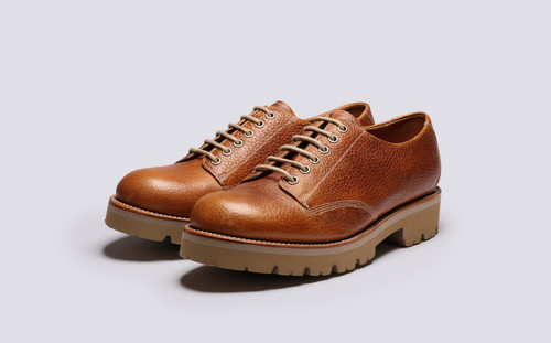 Callan | Mens Derby Shoes in Tan Grain Leather | Grenson - Main View