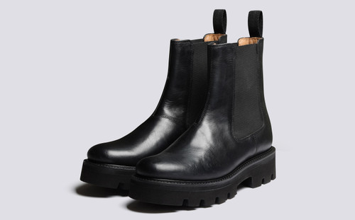 Milly | Womens Chelsea Boots in Black Leather | Grenson - Main View