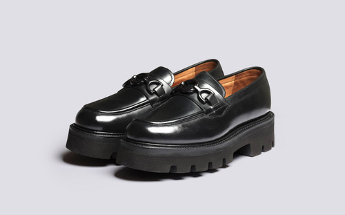 Nina | Womens Black Loafers with Rubber Sole | Grenson - Main View