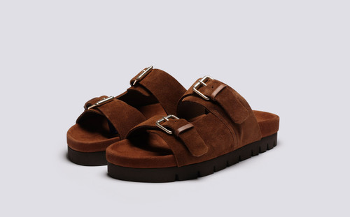 Florin | Mens Sandals in Brown Suede | Grenson - Main View