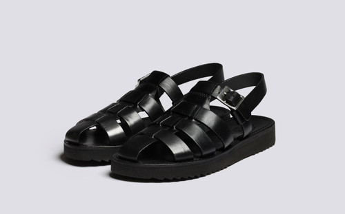 Queenie | Womens Sandals in Black Colorado Leather | Grenson - Main View