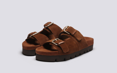 Flora | Womens Sandals in Brown Suede | Grenson - Main View