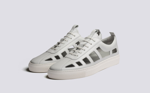 Sneaker 76 | Mens Cutout Sneakers in White Leather | Grenson - Main View