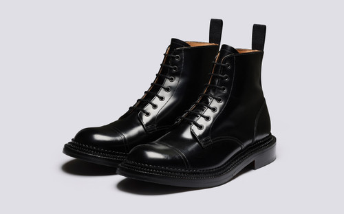Desmond | Mens Boots in Black Bookbinder Leather | Grenson - Main View