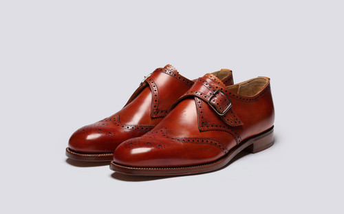 Shrewsbury | Mens Monk Shoes in Brown Leather | Grenson - Main View
