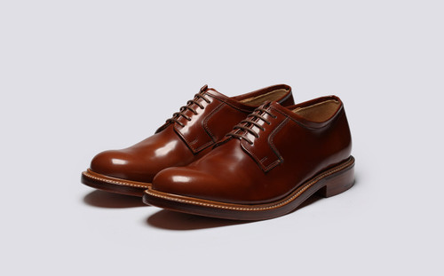 Camden | Mens Wholecut Derby in Burgundy Leather | Grenson