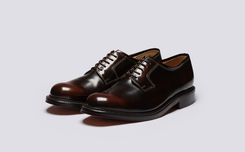 Camden | Mens Derby Shoes in Dark Brown Leather | Grenson - Main View