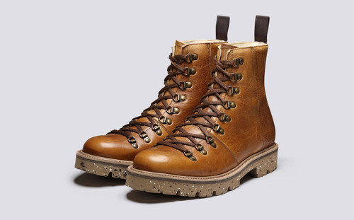 Brady | Mens Hiker Boots in Olive Tanned Leather | Grenson - Main View
