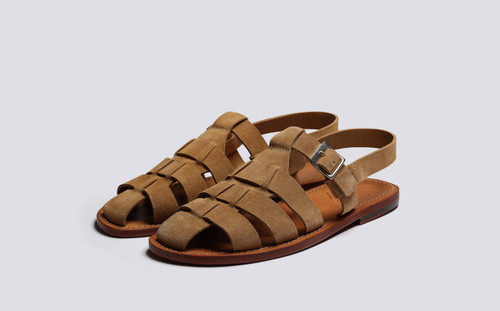 Quincy | Mens Sandals in Caramel Suede | Grenson - Main View