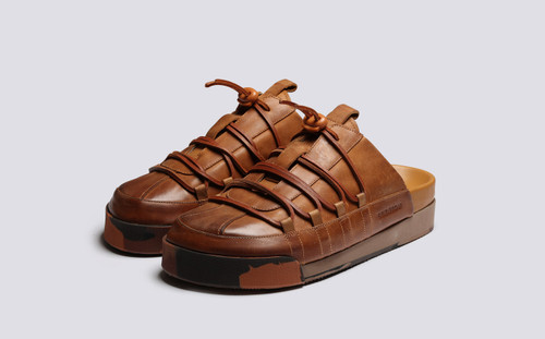 Sneaker 75 | Mens Mules in Ginger Burnished Nubuck | Grenson - Main View