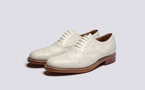 Evangeline Womens Brogues in White Nappa Leather Grenson
