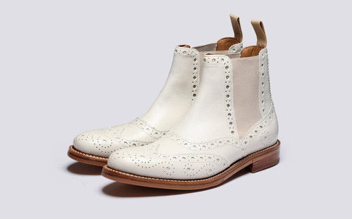 Liv | Womens Chelsea Boots in White Leather | Grenson - Main View