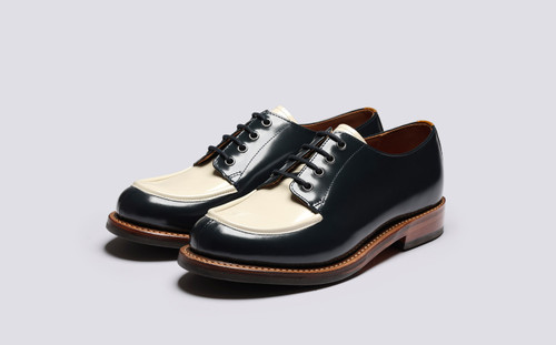 Caitlyn | Womens Derby Shoes in Navy Gloss Leather | Grenson - Main View