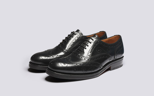 Anderson | Mens Brogues in Black Leather  | Grenson - Main View