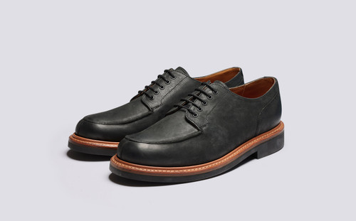 Mac | Mens Derby Shoes in Black Nubuck | Grenson - Main View