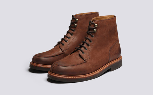 Donald | Mens Derby Boots in Brown Nubuck | Grenson - Main View