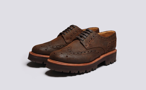 Archie | Mens Brogues in Brown Waxy Leather  | Grenson - Main View