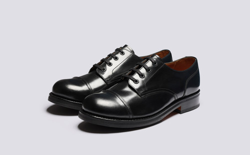 Keith | Mens Derby Shoes in Black Leather | Grenson - Main View