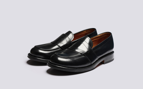 Ernie | Mens Loafers in Black Leather | Grenson - Main View