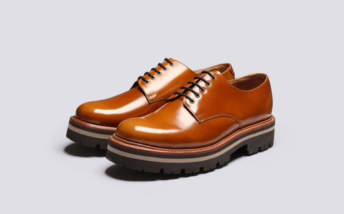 Curt Mens Derby Shoes in Black Leather Grenson