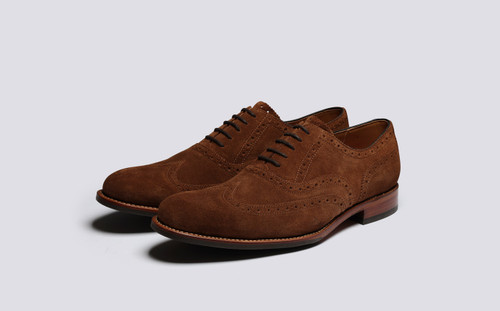 Dylan | Mens Brogues in Brown Toffee Suede | Grenson - Main View