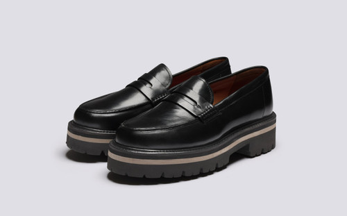Lyndsey | Womens Loafers in Black Leather  | Grenson - Main View