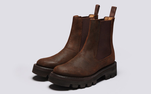 Milly | Womens Chelsea Boots in Brown Waxy Leather | Grenson - Main View