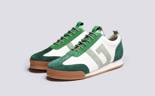 Sneaker 51 | Mens Trainers in White and Green | Grenson - Main View