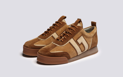 Sneaker 51 + | Womens Trainers in Brown and Cream | Grenson - Main View