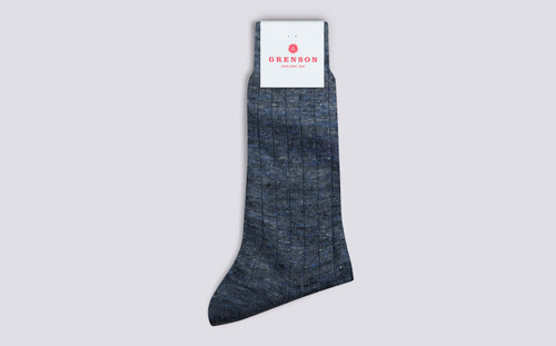 Mens Malange Sock | Blue Linen | Grenson - Main View