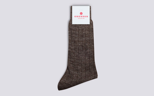 Mens Malange Sock | Brown Linen | Grenson - Main View