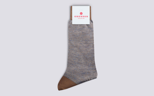 Mens Scale Sock | Taupe Cotton | Grenson - Main View