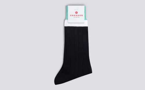 Mens Top Stripe Sock | Navy Cotton | Grenson - Main View