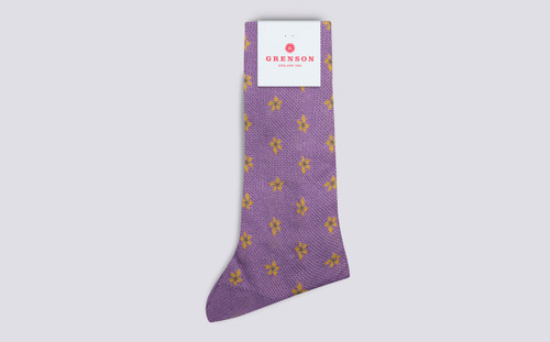 Womens Flower Sock | Lilac Cotton Blend | Grenson - Main View